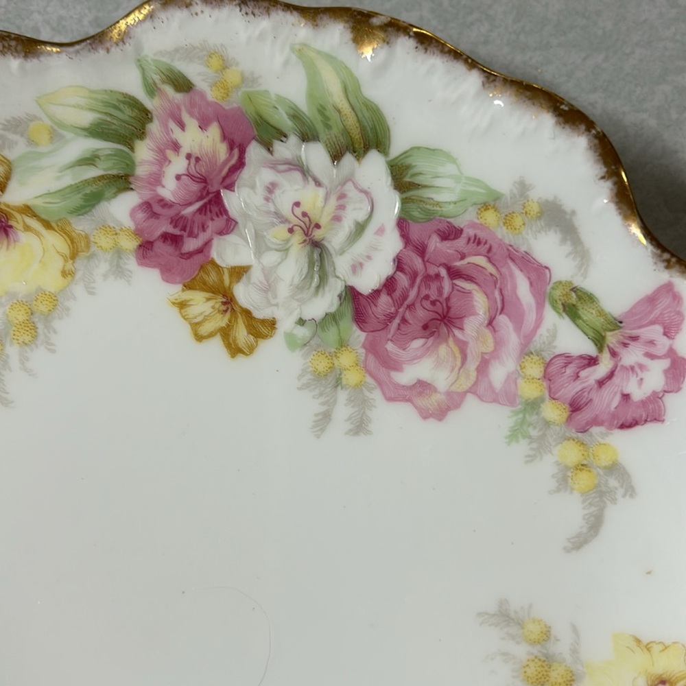 VTG Limoges France Elite Works Dish Pink Floral and Gold Trim - Picture 4 of 8